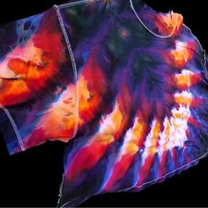 Tie-Dye Crop Top in Purple, Red, Orange, Yellow, Blue